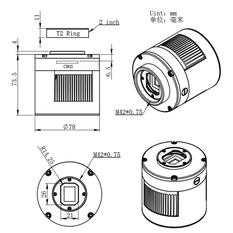 ZWO Fotocamera ASI 178 MM-Cool Mono