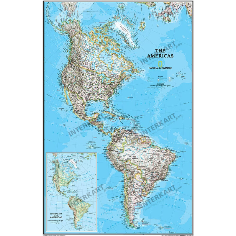 National Geographic Carta continentale continent map North and South America political (laminated)