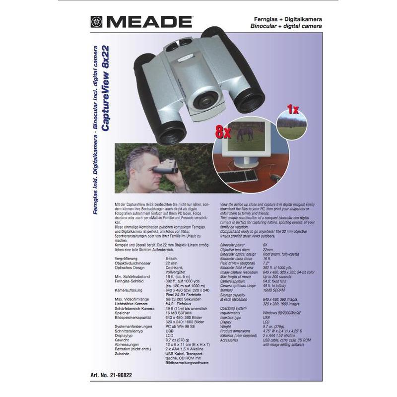 Meade Fernglas CaptureView 8x22