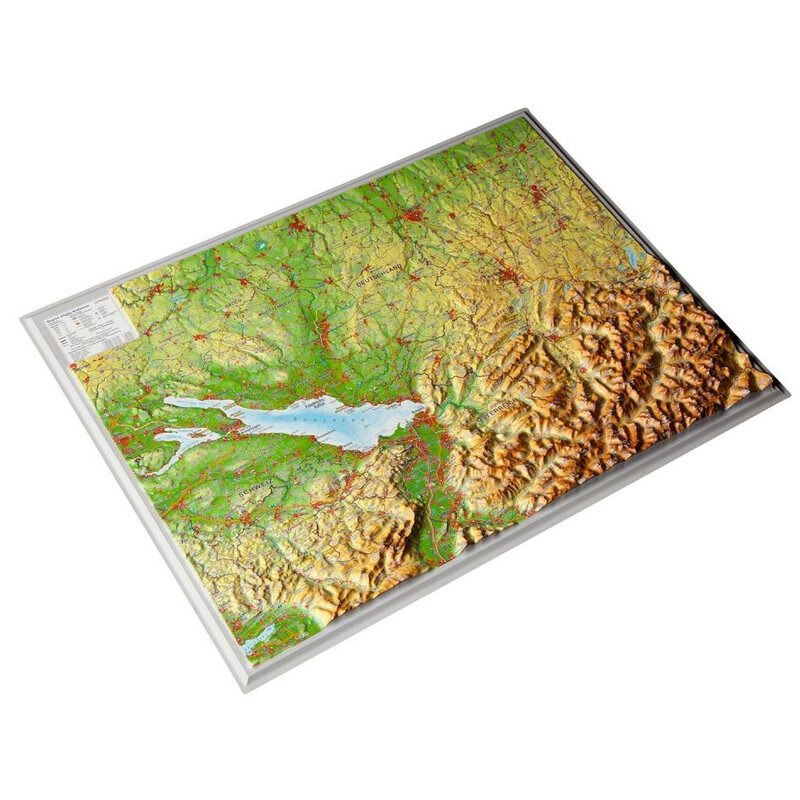 Georelief Mappa Regionale Algovia lago di Costanza, carta piccola in rilievo