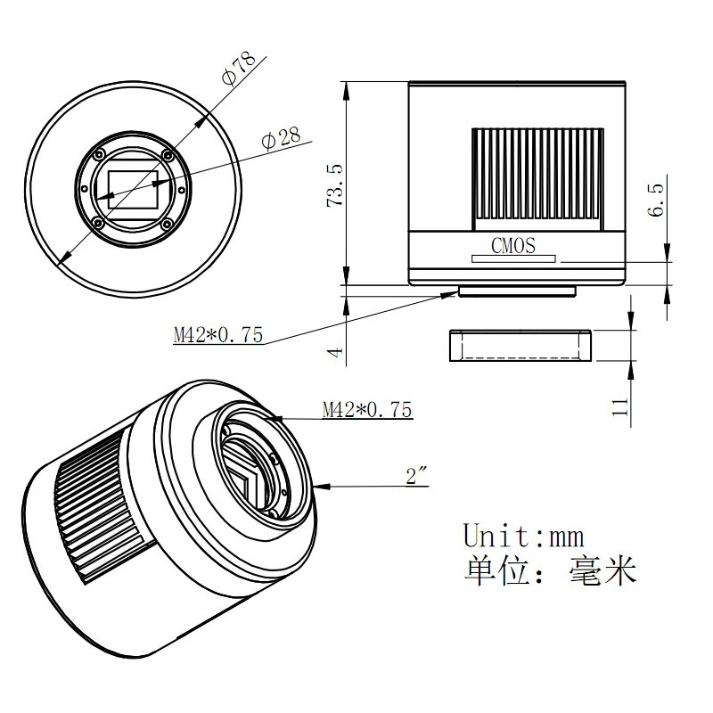 ZWO Fotocamera ASI 1600 MM-Cool V3 Mono + EFWmini + LRGB 1,25" Set