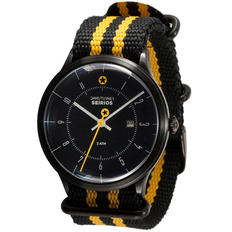 DayeTurner SEIRIOS Orologio da uomo analogico nero - cinturino nylon giallo/nero