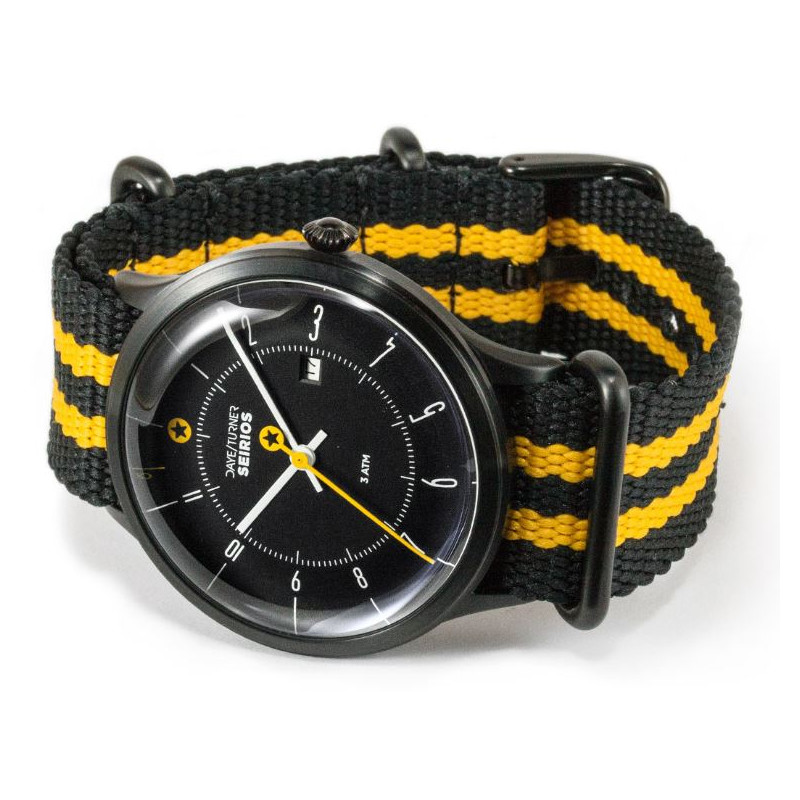 DayeTurner SEIRIOS Orologio da uomo analogico nero - cinturino nylon giallo/nero