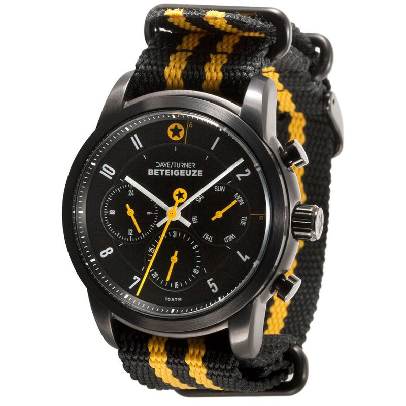 DayeTurner BETEIGEUZE Orologio da uomo analogico argento - cinturino nylon nero/giallo