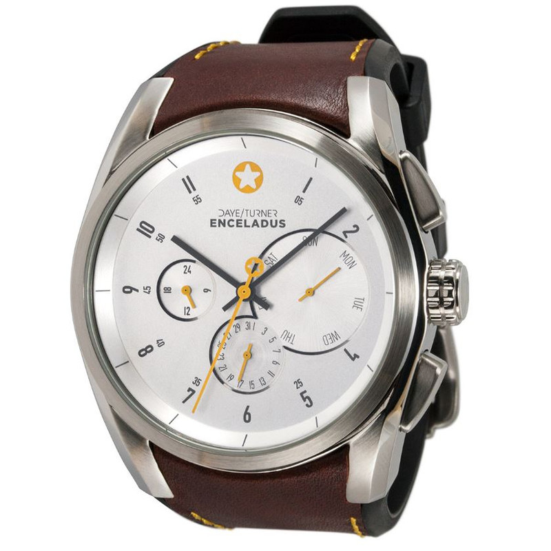 DayeTurner ENCELADUS Orologio da uomo analogico argento - cinturino in pelle marrone chiaro