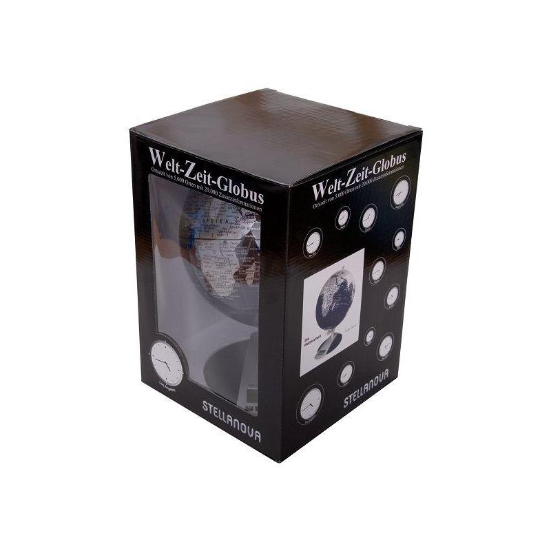 Stellanova Globo Mappamondo con orari del mondo nero 20cm (tedesco)