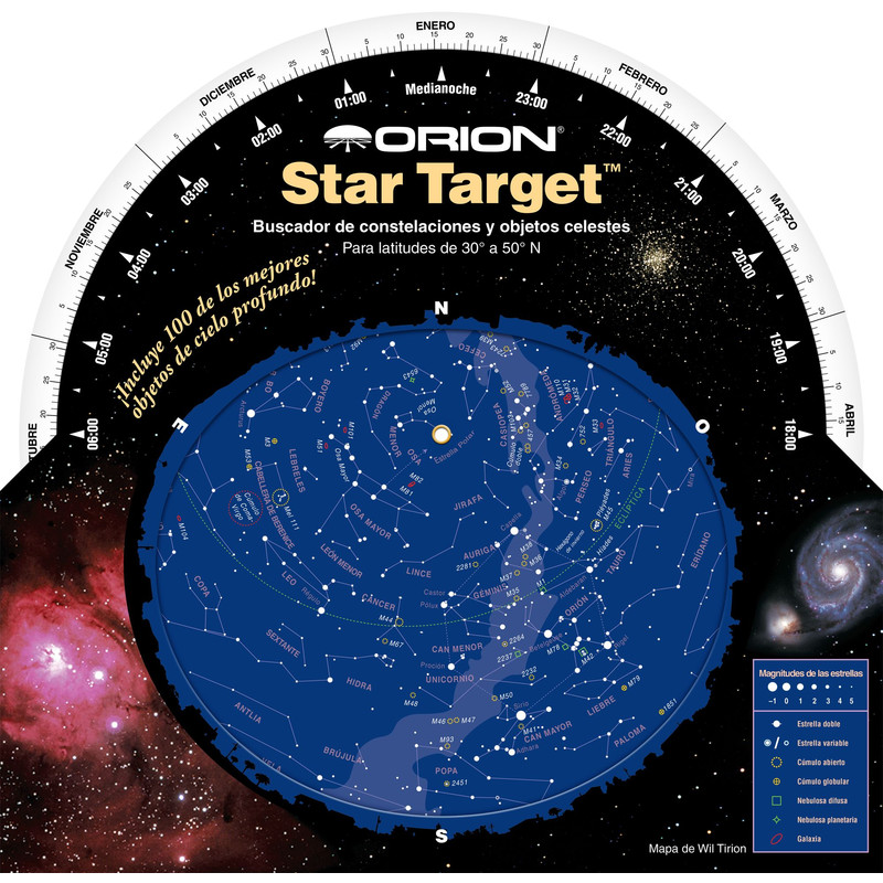 Orion Carta Stellare Star Target para latitudes de 30° a 50° N