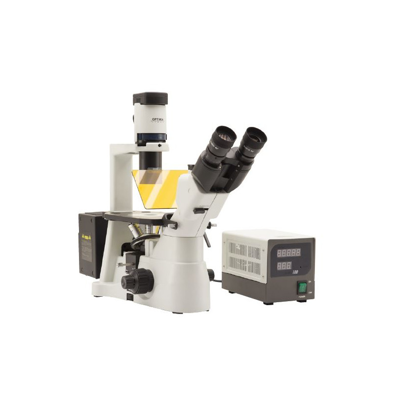 Optika Microscopio invertito Mikroskop IM-3FL4-SWIV, trino, invers, FL-HBO, B&G Filter, IOS LWD U-PLAN F, 100x-400x, CH, IVD