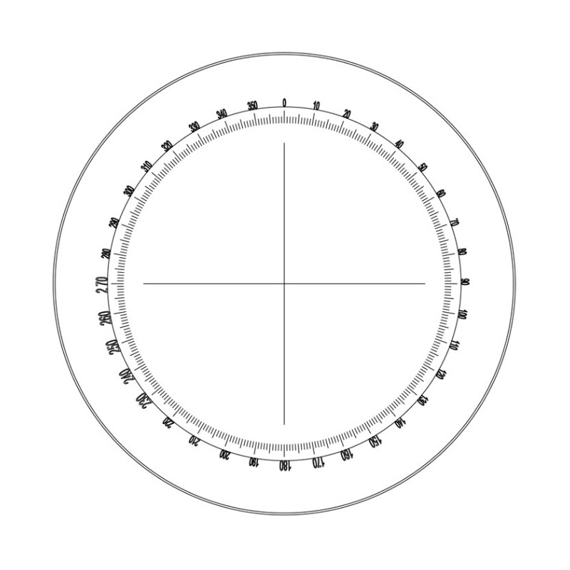 Motic oculare micrometrico WF10X/23 mm, goniometro 360º con suddivisioni 30º e reticolo