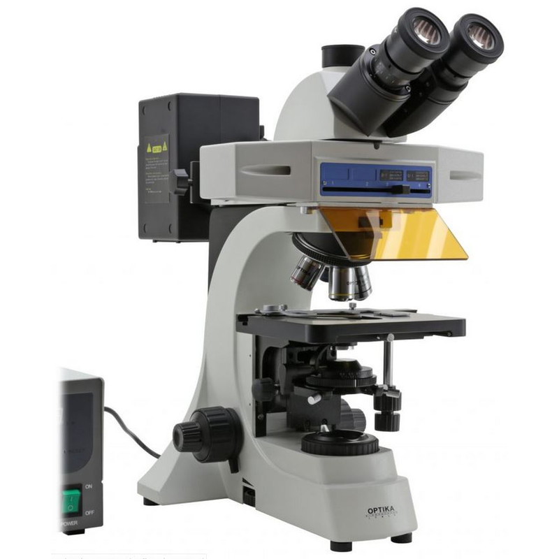 Optika Microscopio B-510FL, trino, FL-HBO, Filtro B&G, W-PLAN, IOS, 40x-400x