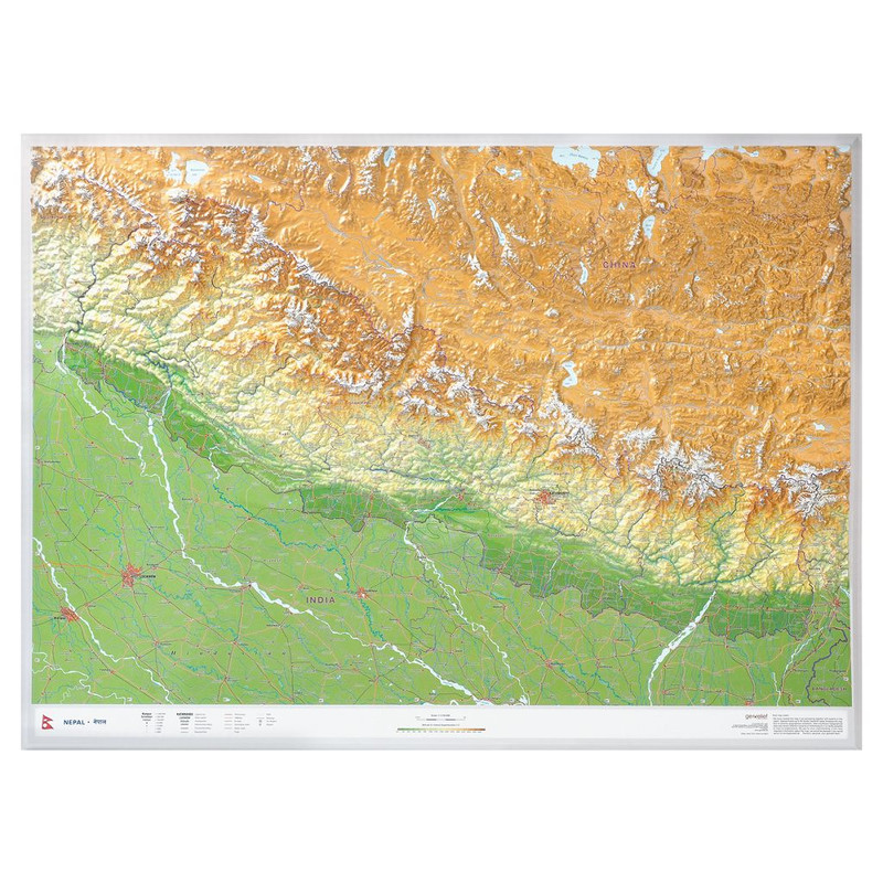 Georelief Mappa Regionale Nepal grande 3D
