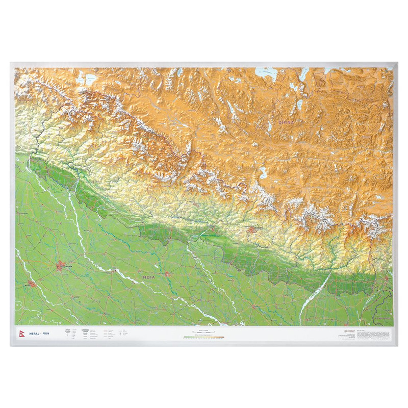Georelief Mappa Regionale Nepal groß 3D