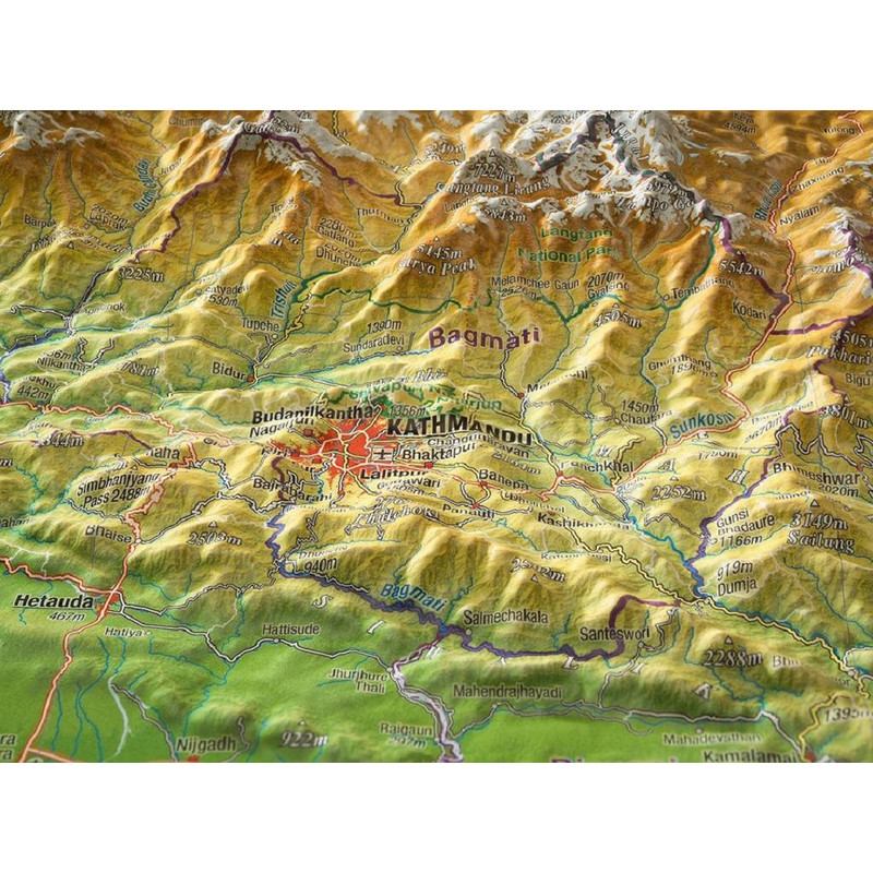 Georelief Mappa Regionale Nepal grande 3D
