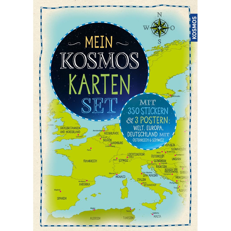 Kosmos Verlag Mappa per Bambini set carte 3 poster con sticker