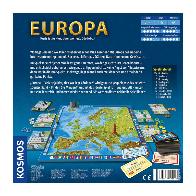 Kosmos Verlag Gioco Europa - Parigi è chiara, ma dove si trova Córdoba?