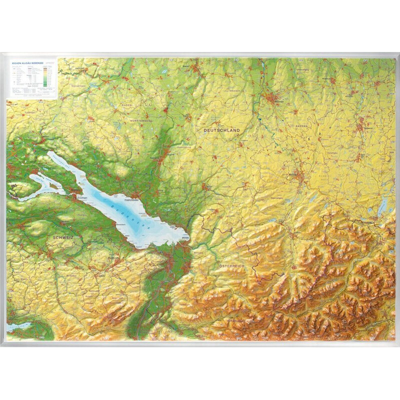 Georelief Mappa Regionale Allgäu Bodensee 3D Reliefkarte (77 x 57 cm)