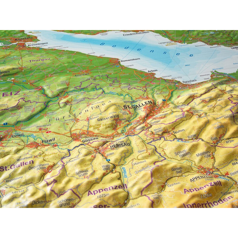 Georelief Mappa Regionale Allgäu Bodensee 3D Reliefkarte (77 x 57 cm)