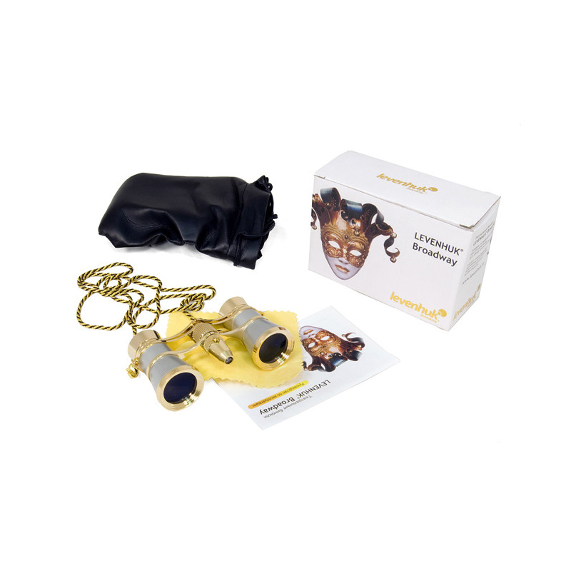 Levenhuk Binocolo da Teatro Broadway 3x25 argento con luce LED e catena