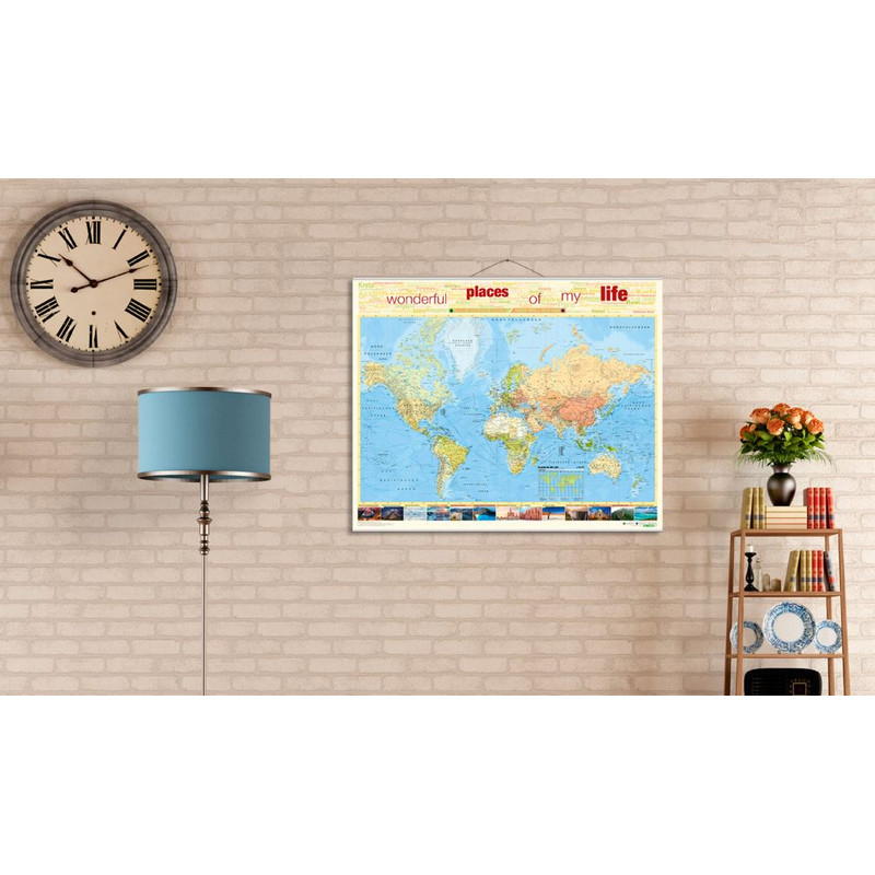 Bacher Verlag Mappa del Mondo World map for your journeys "Places of my life" small including NEOBALLS