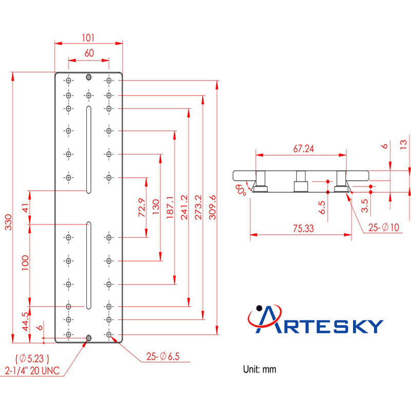Artesky Piastra di montaggio Losmandy-Style 330 mm