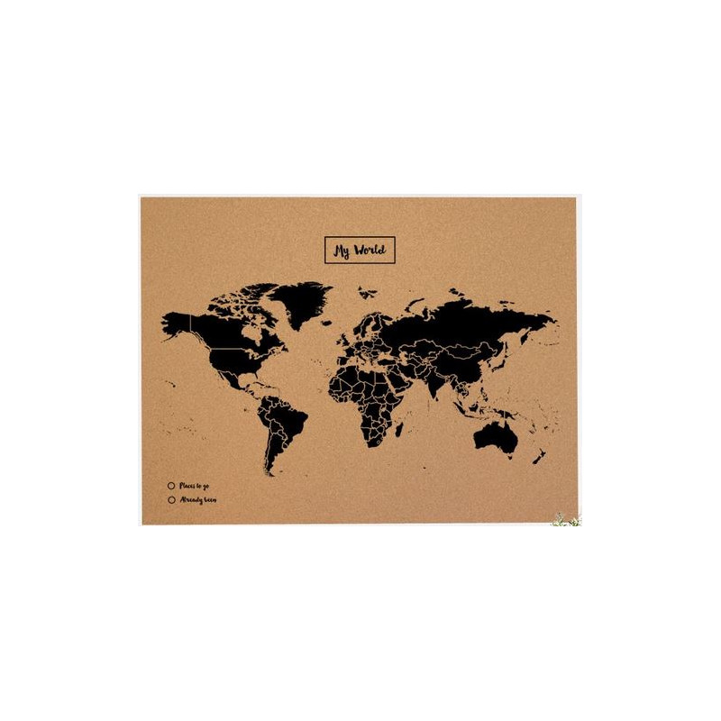 Miss Wood Mappa del Mondo Woody Map Natural Cork XL black