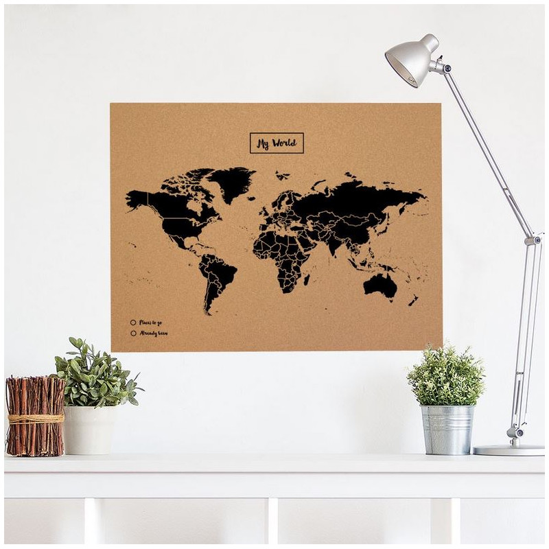 Miss Wood Mappa del Mondo Woody Map Natural Cork XL black