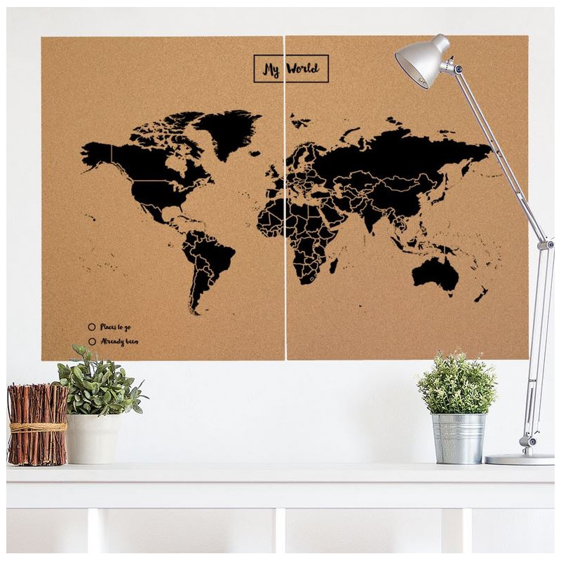 Miss Wood Mappa del Mondo Woody Map Natural Cork XXL black