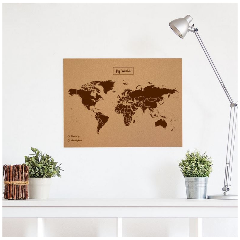 Miss Wood Mappa del Mondo Woody Map Natural Cork L brown