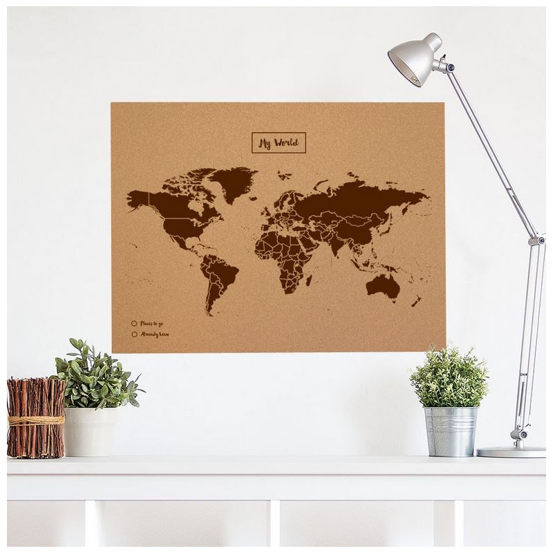 Miss Wood Mappa del Mondo Woody Map Natural Cork XL brown