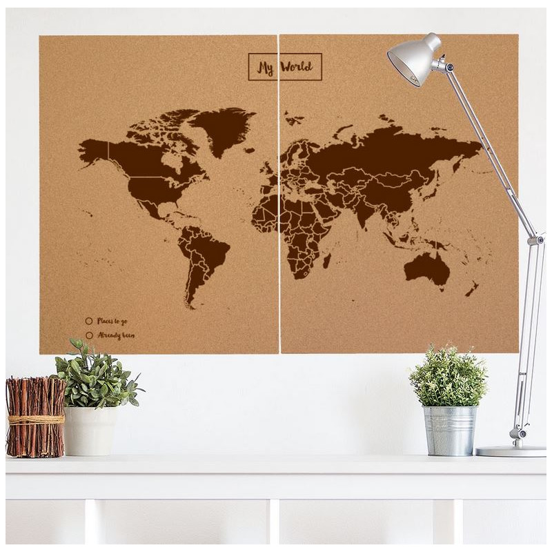 Miss Wood Mappa del Mondo Woody Map Natural Cork XXL brown