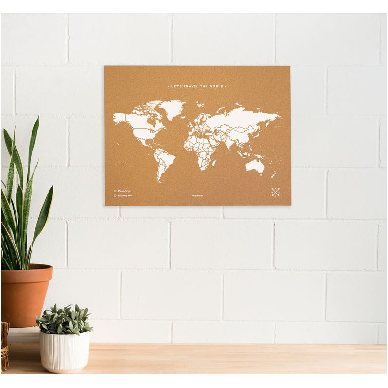 Miss Wood Mappa del Mondo Woody Map Natural Cork L white