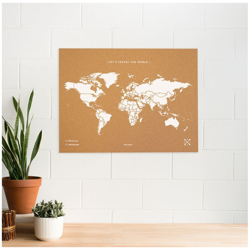 Miss Wood Mappa del Mondo Woody Map Natural Cork XL white