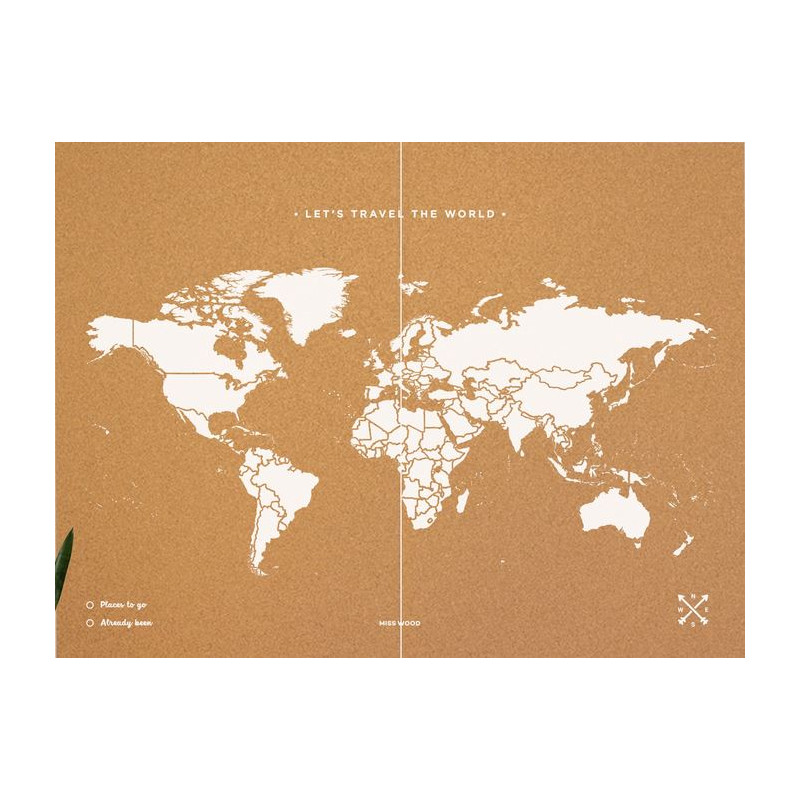 Miss Wood Mappa del Mondo Woody Map Natural Cork XXL white