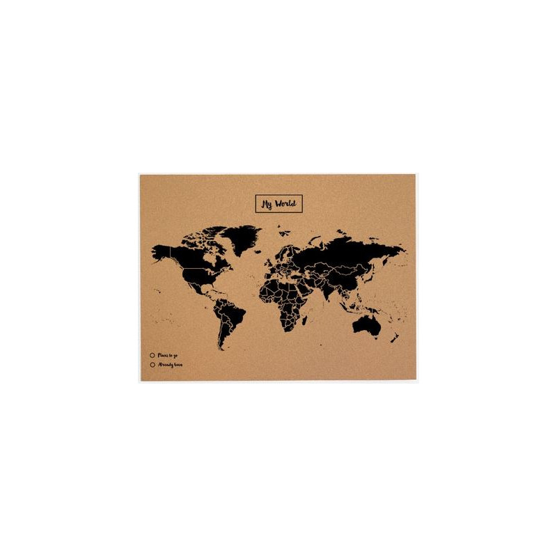 Miss Wood Mappa del Mondo Woody Map Natural Cork L black