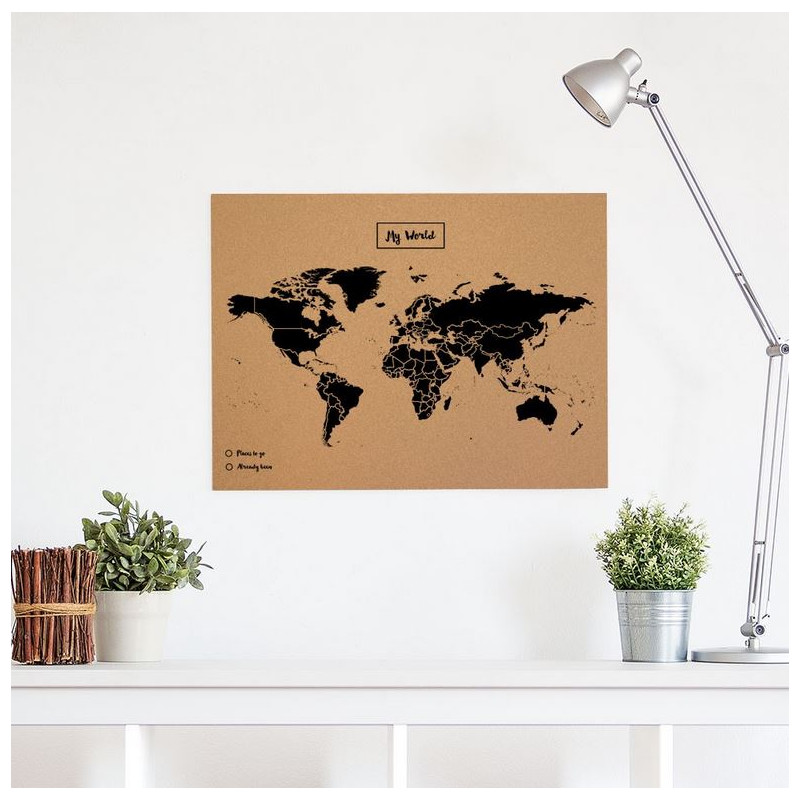 Miss Wood Mappa del Mondo Woody Map Natural Cork L black