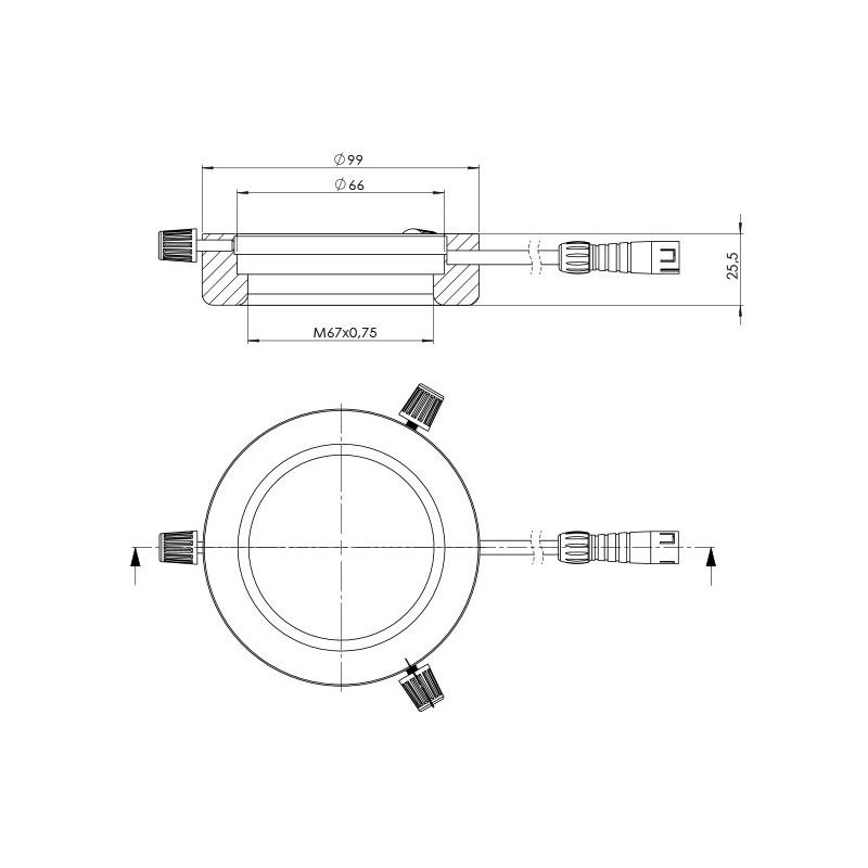 StarLight Opto-Electronics RL4-66-S4 R, segmento, rosso (620 nm), Ø 66 mm