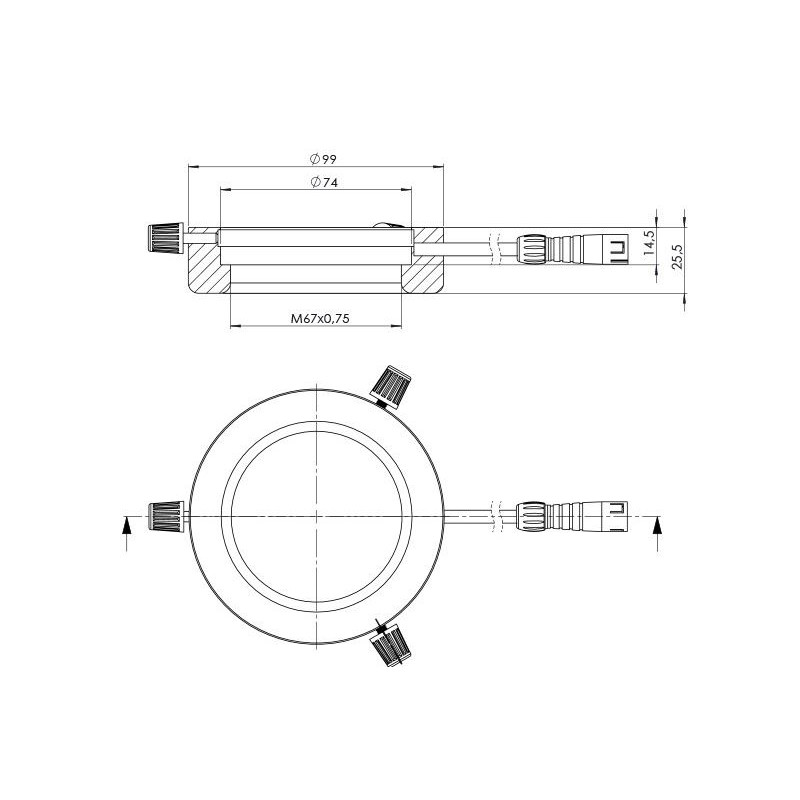 StarLight Opto-Electronics RL4-74-S4 R, segmento, rosso (620 nm), Ø 74 mm