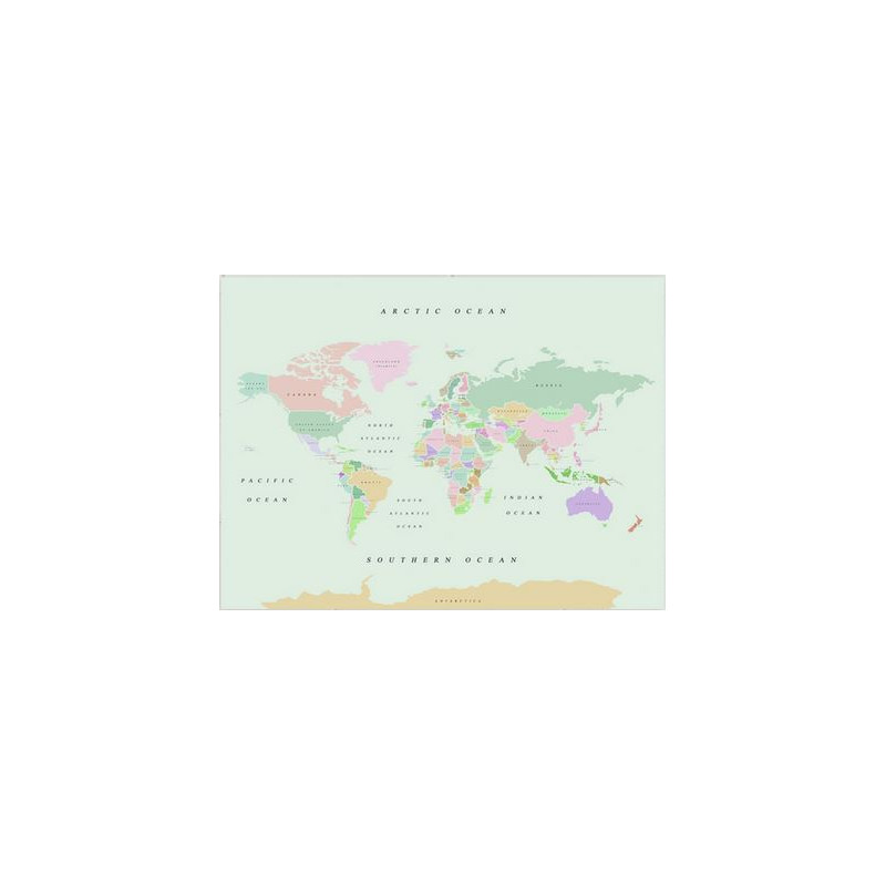 Miss Wood Mappa del Mondo Woody Map Acquerello Retro L