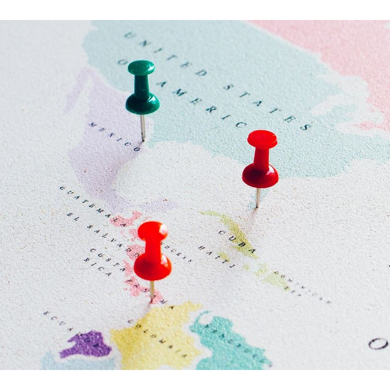 Miss Wood Mappa del Mondo Woody Map Acquerello Retro L