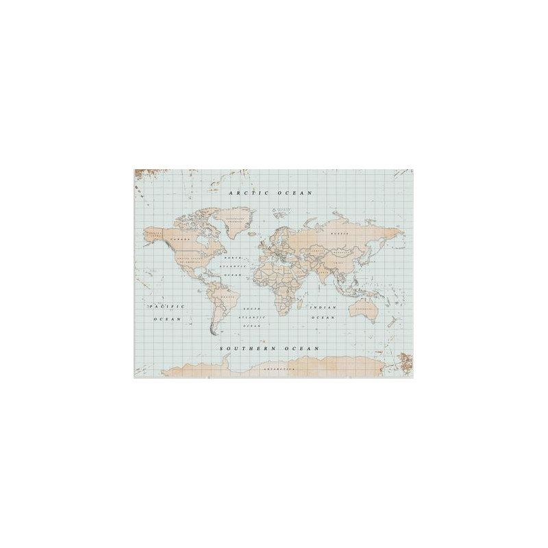 Miss Wood Mappa del Mondo Woody Map Acquerello Vintage L