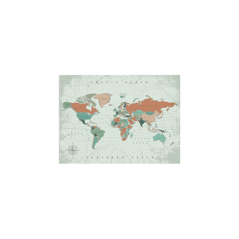 Miss Wood Mappa del Mondo Woody Map Acquerello Terracotta L