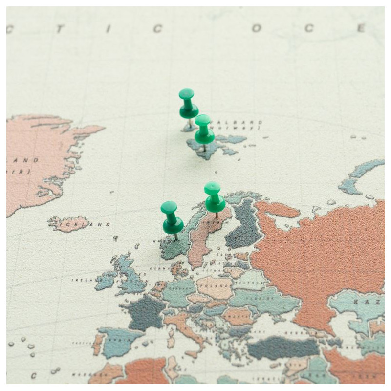 Miss Wood Mappa del Mondo Woody Map Acquerello Terracotta L