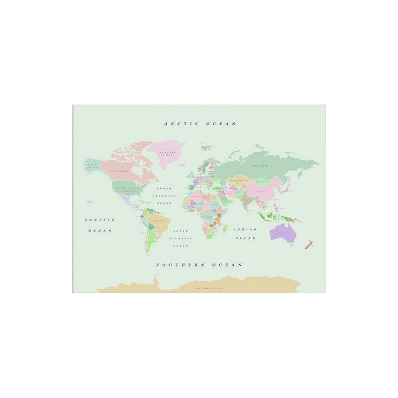 Miss Wood Mappa del Mondo Woody Map Watercolor Retro XL