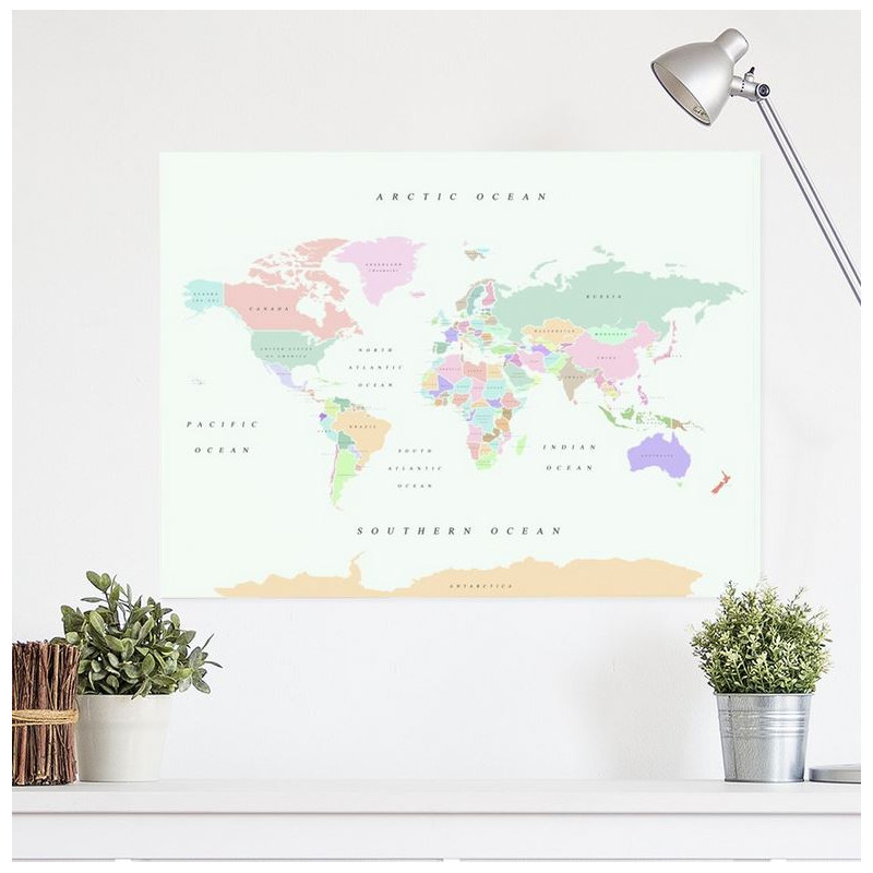 Miss Wood Mappa del Mondo Woody Map Watercolor Retro XL