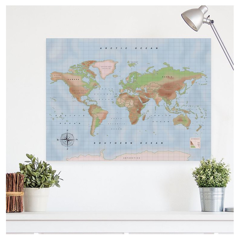 Miss Wood Mappa del Mondo Woody Map Watercolor Physical XL