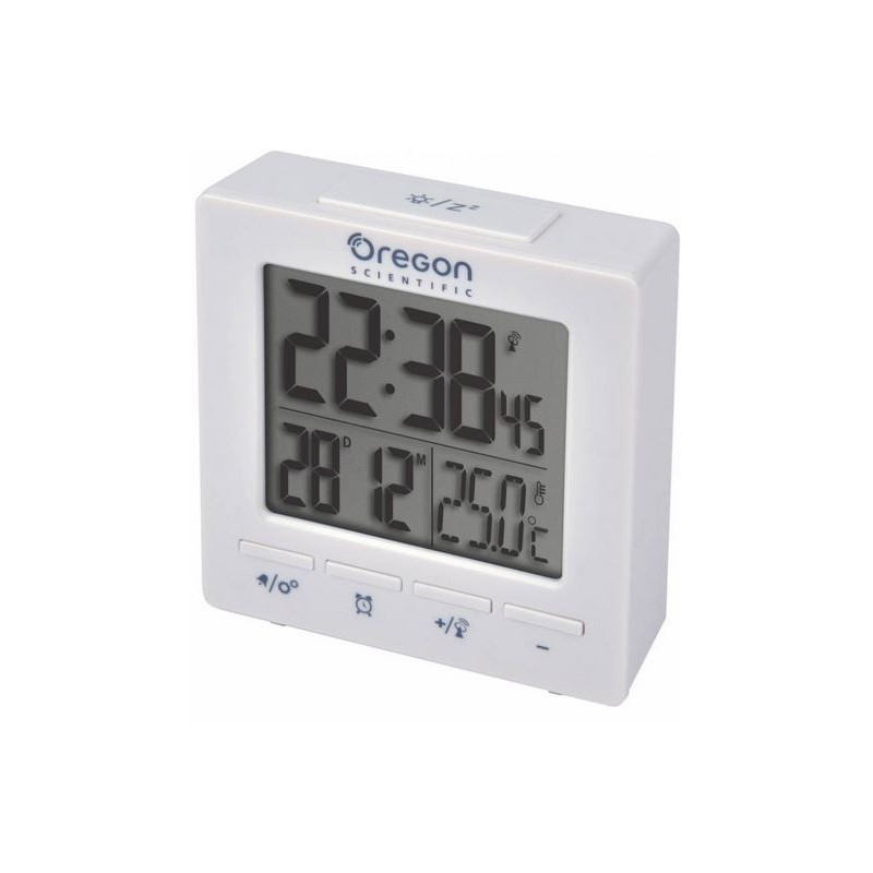 Oregon Scientific Stazione meteo Sveglia radiocontrollata con display della temperatura ambiente bianco