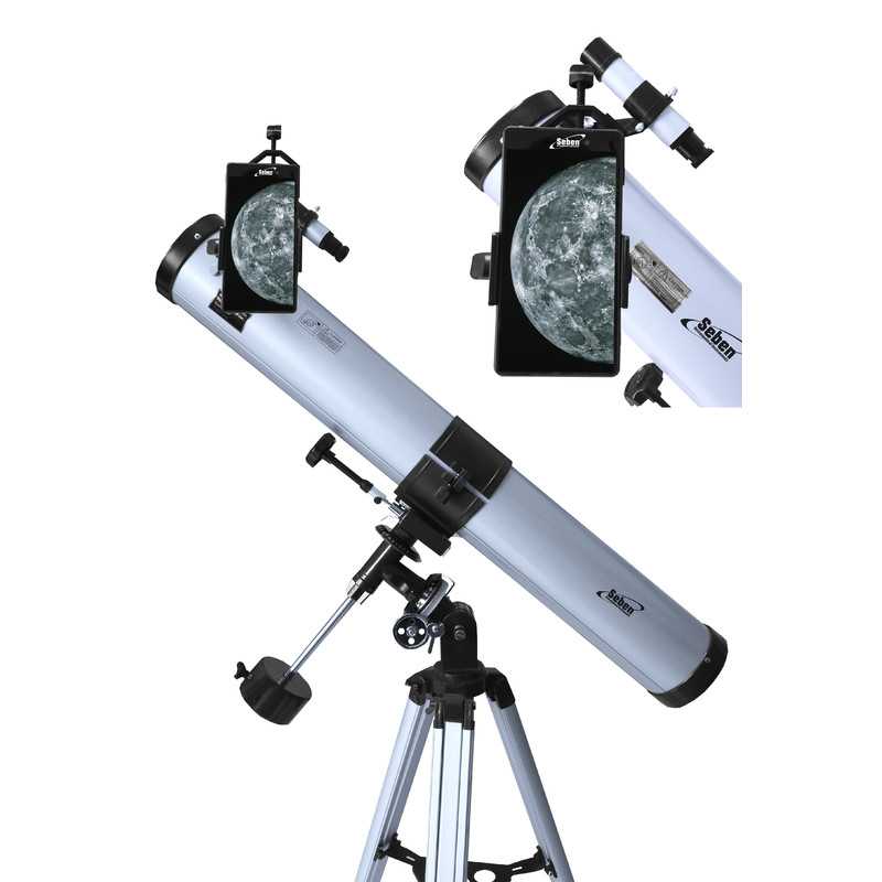 Seben Telescopio Riflettore 76-900 + Adattatore Smartphone Cellulare DKA5