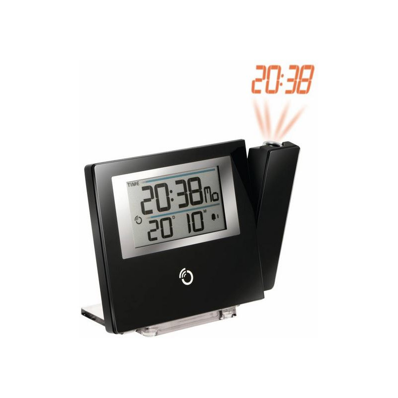 Oregon Scientific Orologio Sveglia radiocontrollata nera con display a proiezione rosso/nero