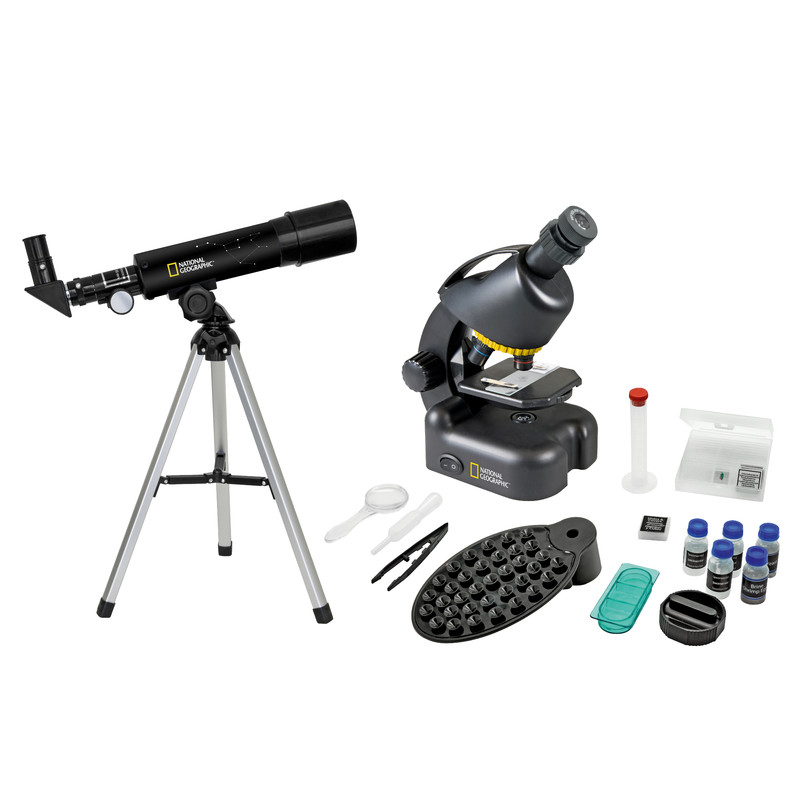 National Geographic Telescopio e Microscopio in Set con Sostegno per Smartphone