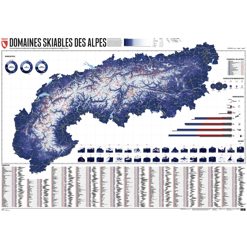 Marmota Maps Mappa Regionale Map of the Alps with 630 Ski Resorts (French)